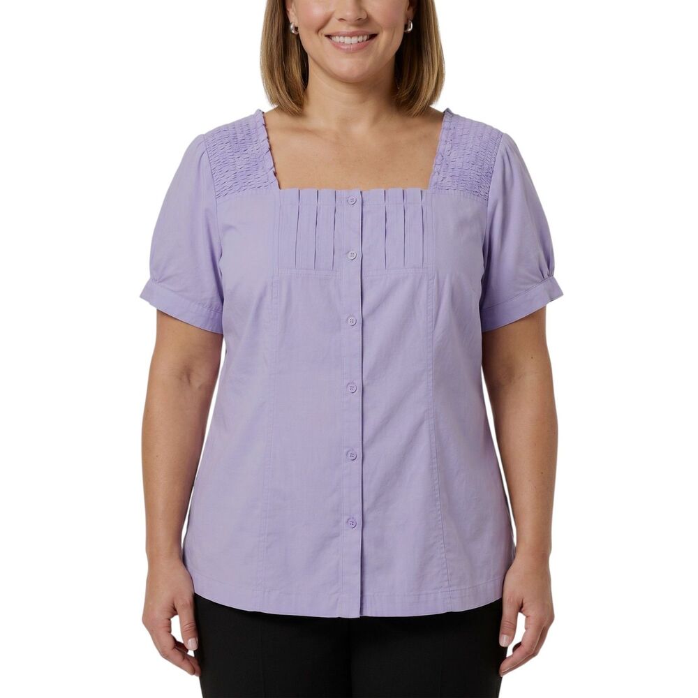 Ashley Stewart Square Neck Pleated Top Size 20